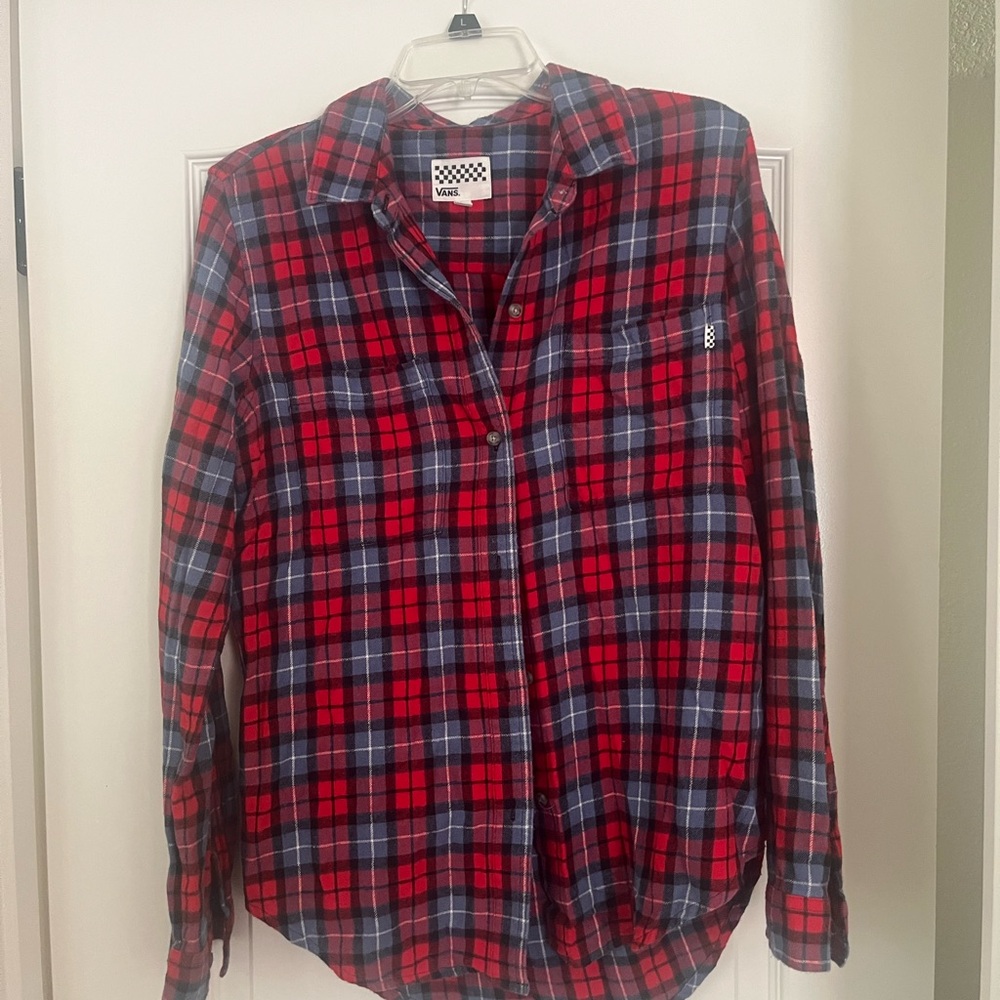 Women’s Vans Red and Blue Plaid Flannel Shirt